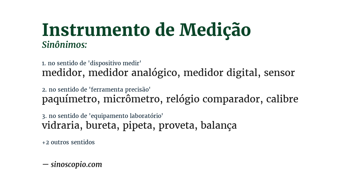Sinônimo de instrumento de medição