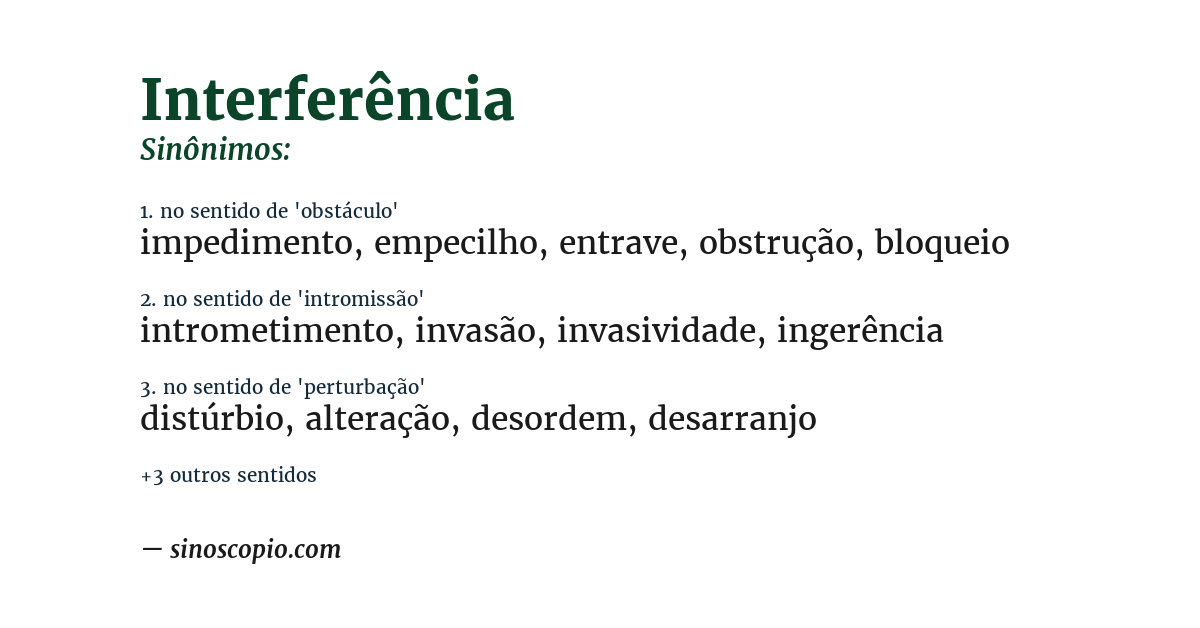 Sinônimo de interferência