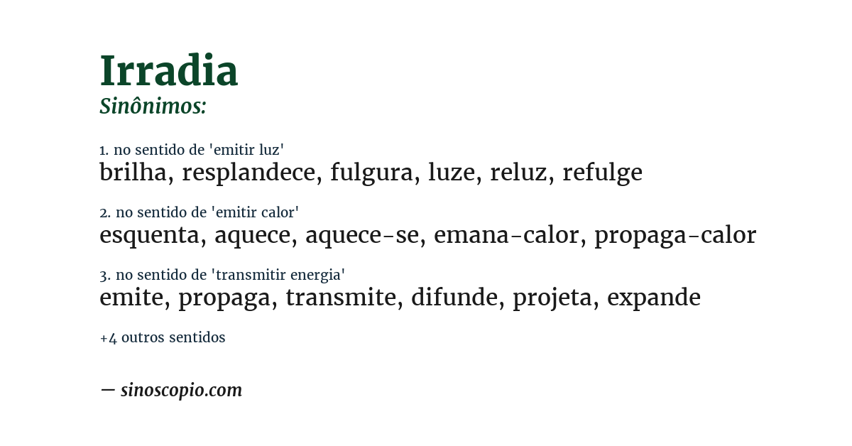Sinônimo de irradia