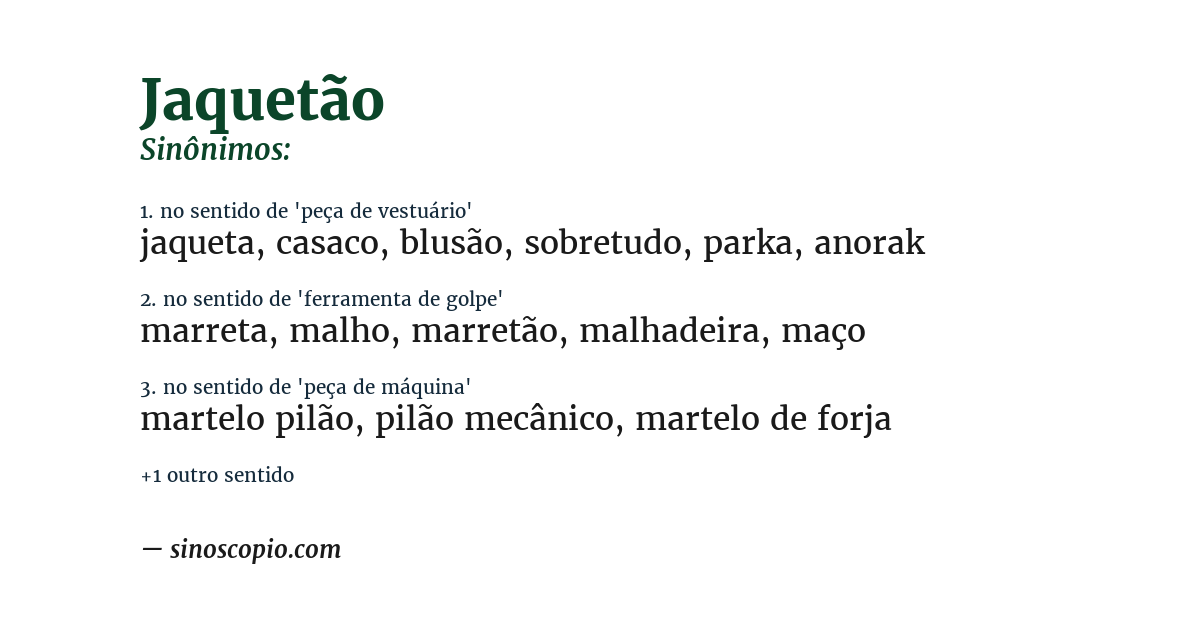 Sinônimo de jaquetão