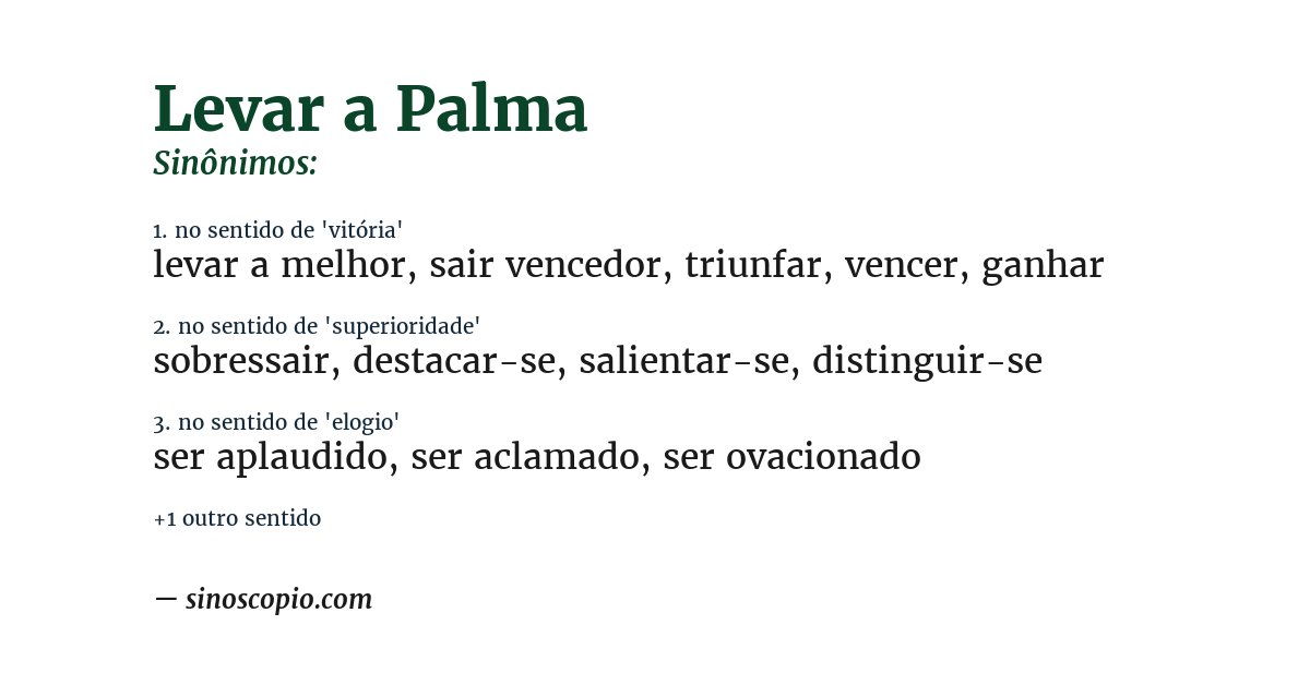 Sinônimo de levar a palma