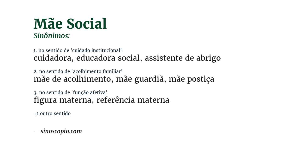 Sinônimo de mãe social
