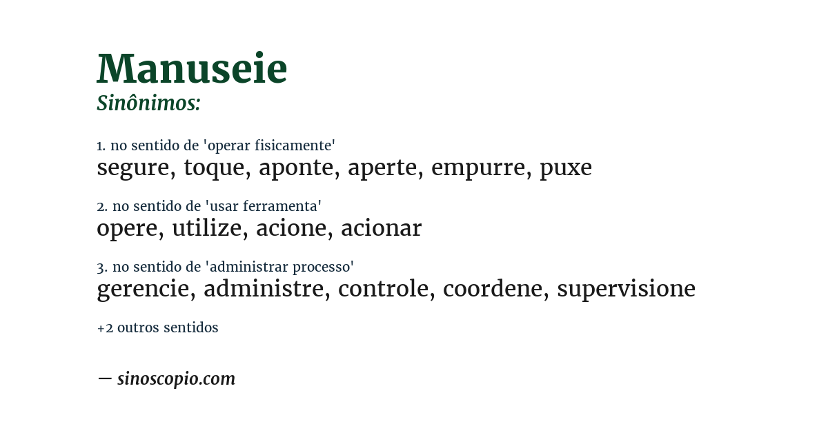Sinônimo de manuseie