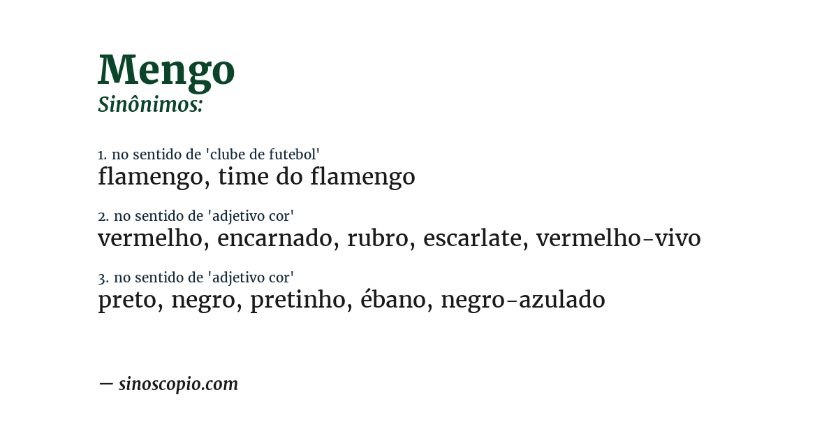 Sinônimo de mengo