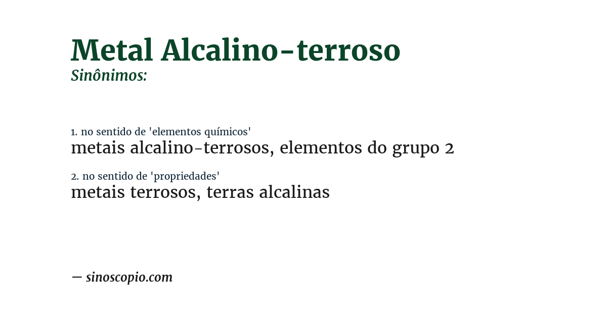 Sinônimo de metal alcalino-terroso