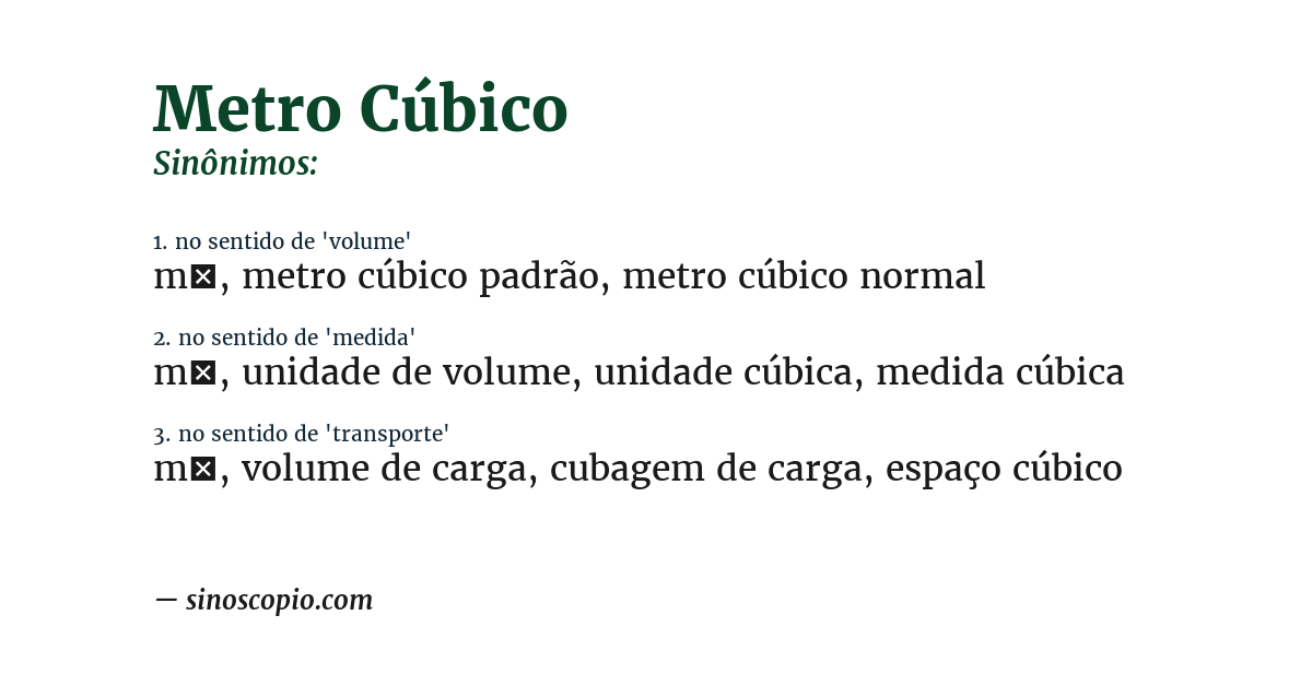 Sinônimo de metro cúbico