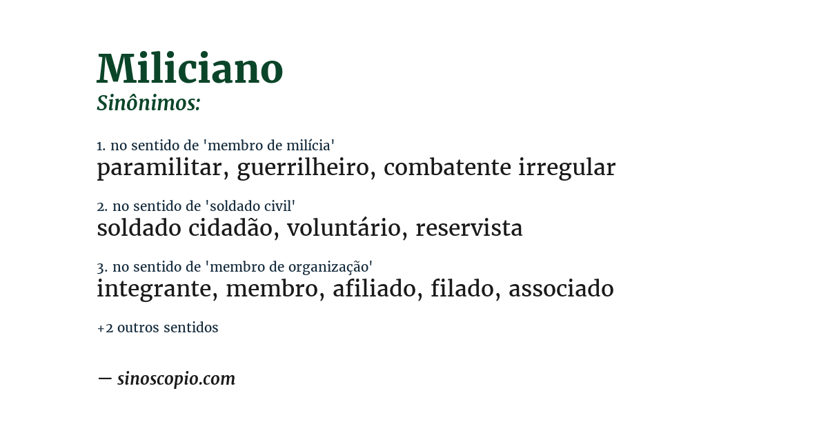 Sinônimo de miliciano