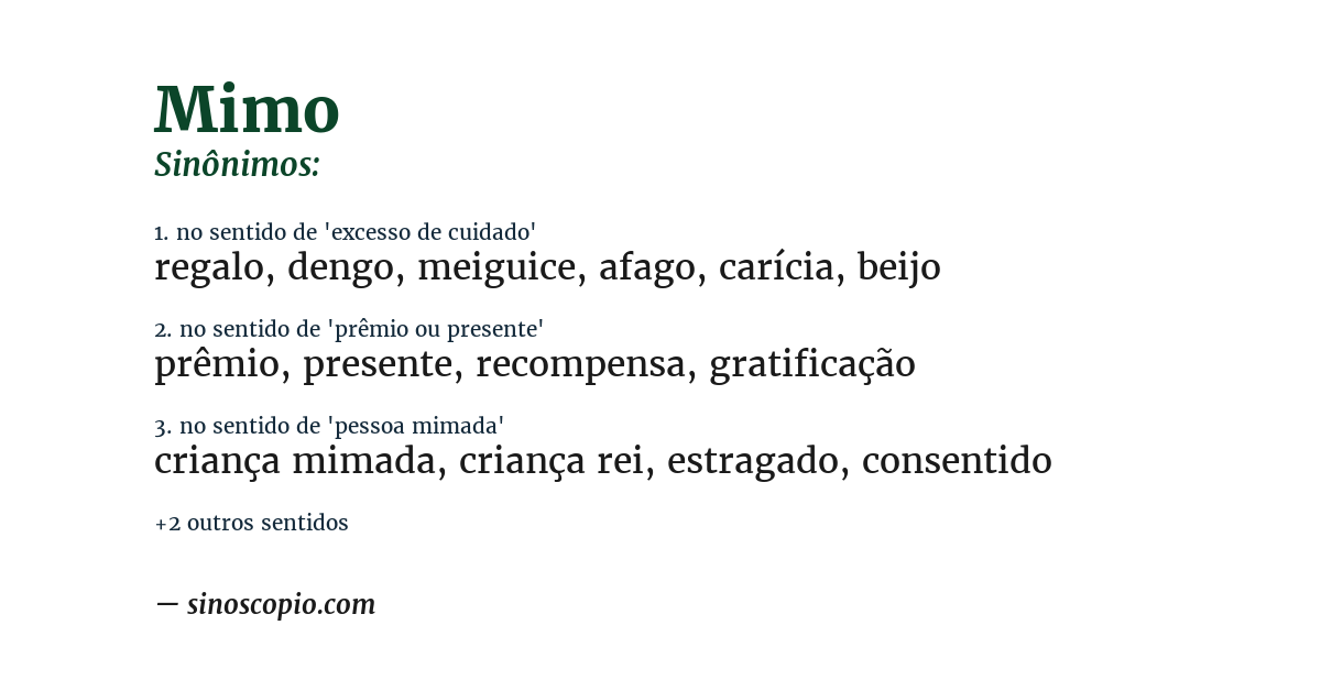 Sinônimo de mimo