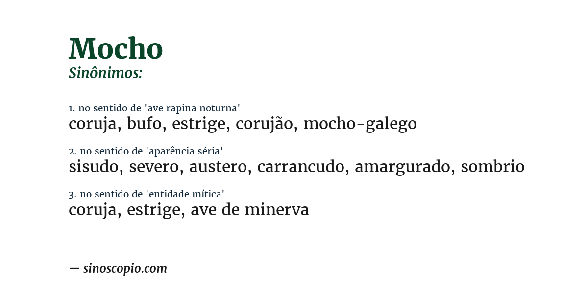 Sinônimo de mocho