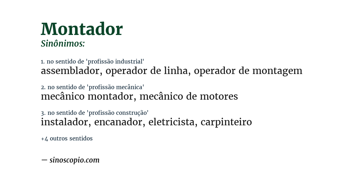 Sinônimo de montador