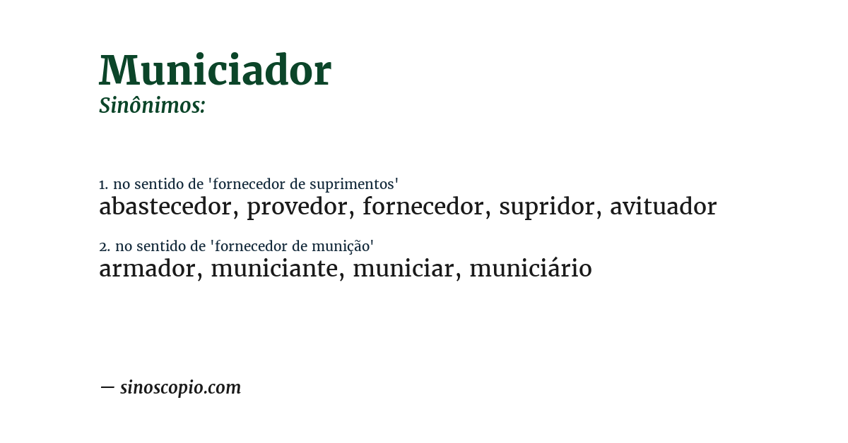 Sinônimo de municiador