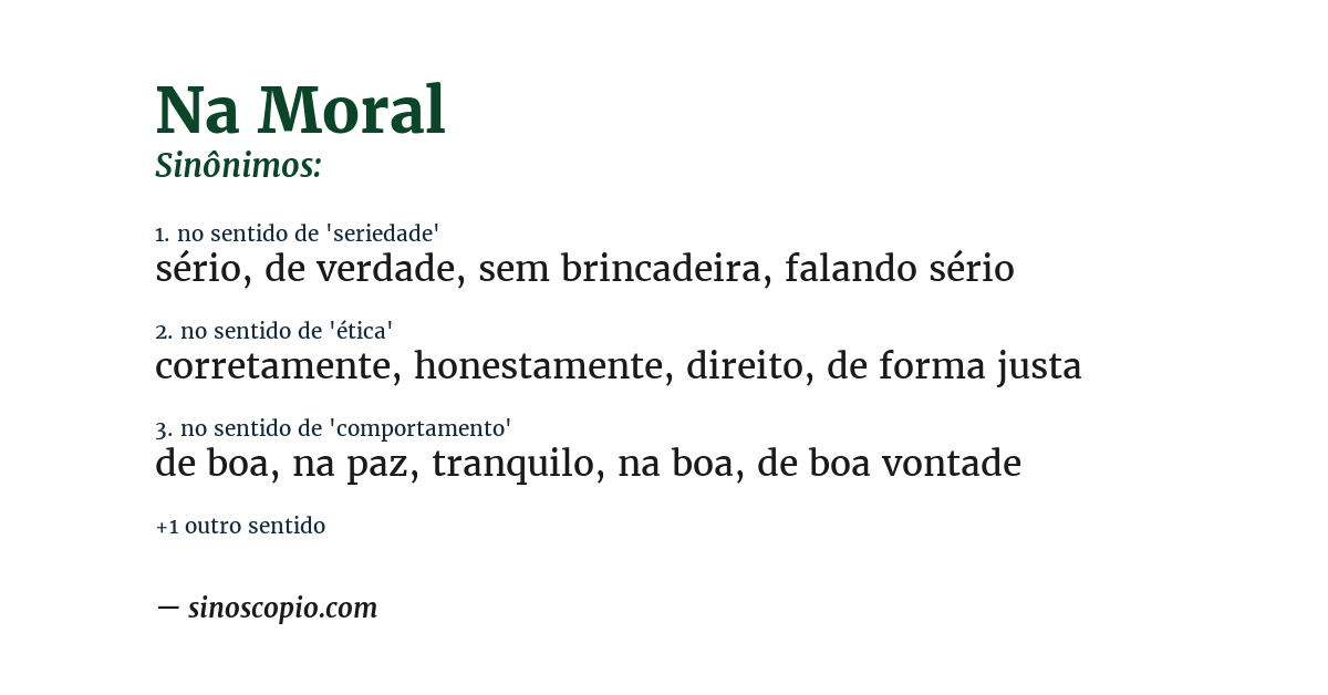 Sinônimo de na moral