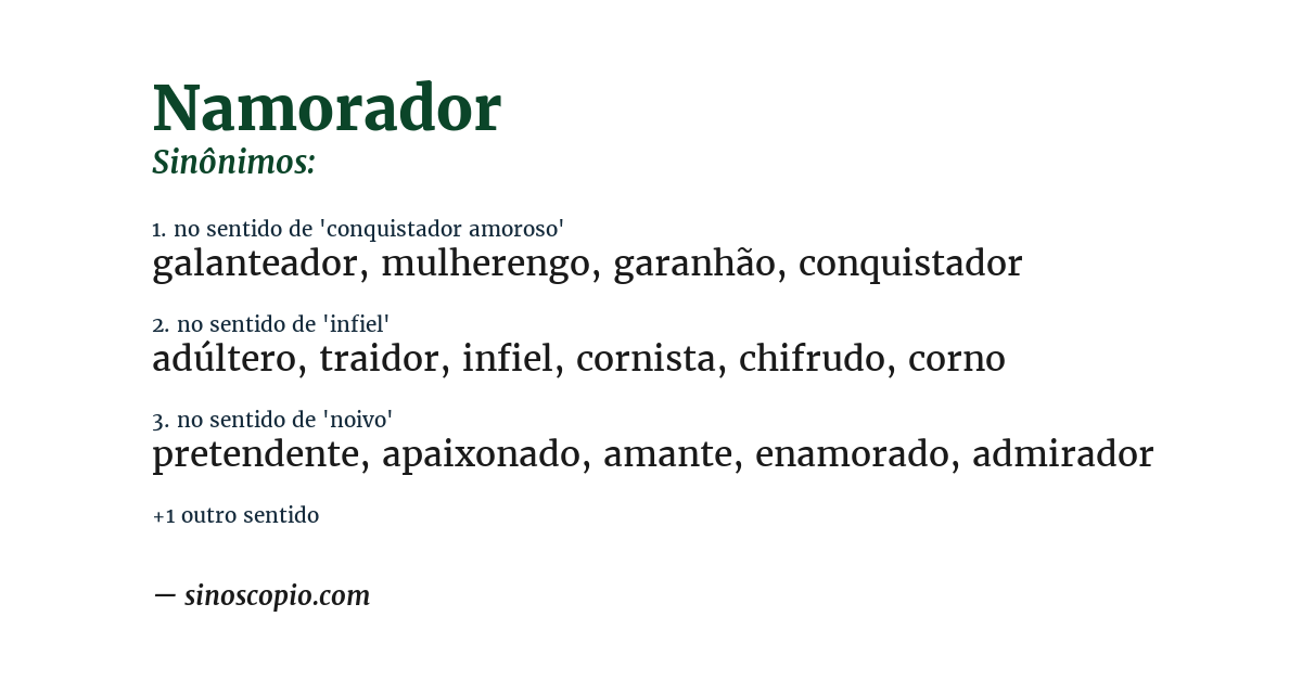 Sinônimo de namorador