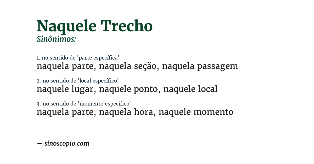 Sinônimo de naquele trecho