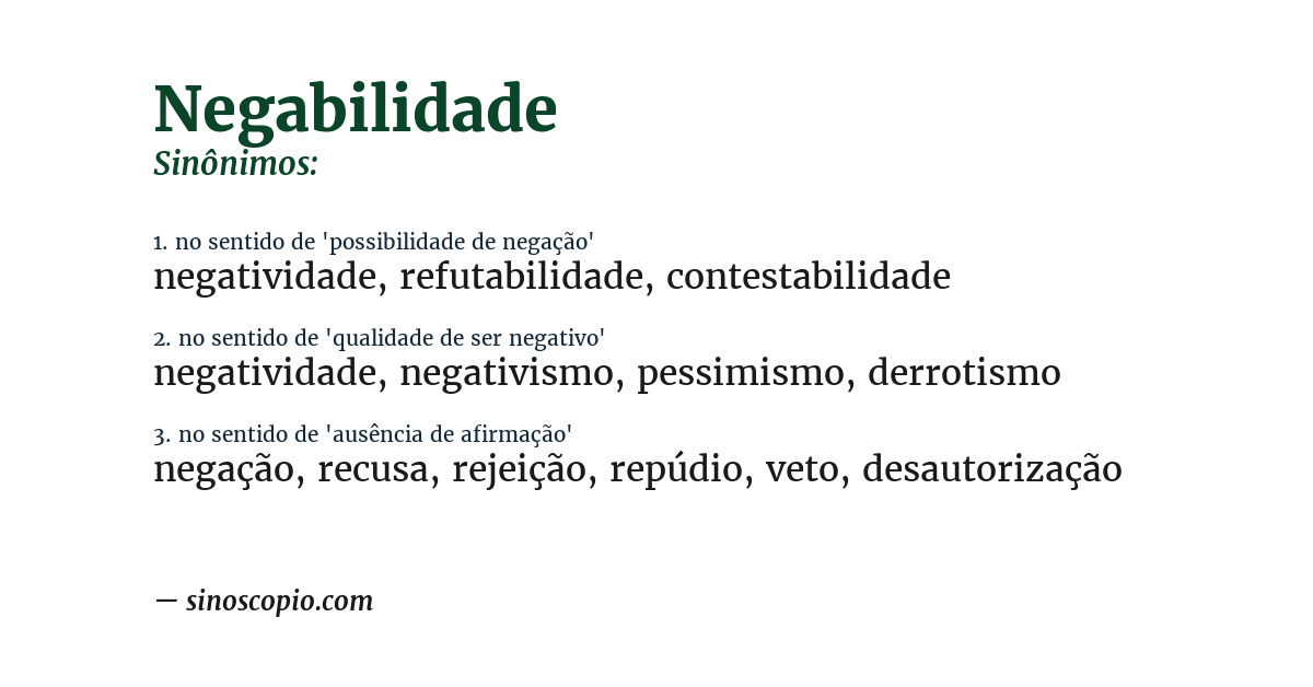 Sinônimo de negabilidade