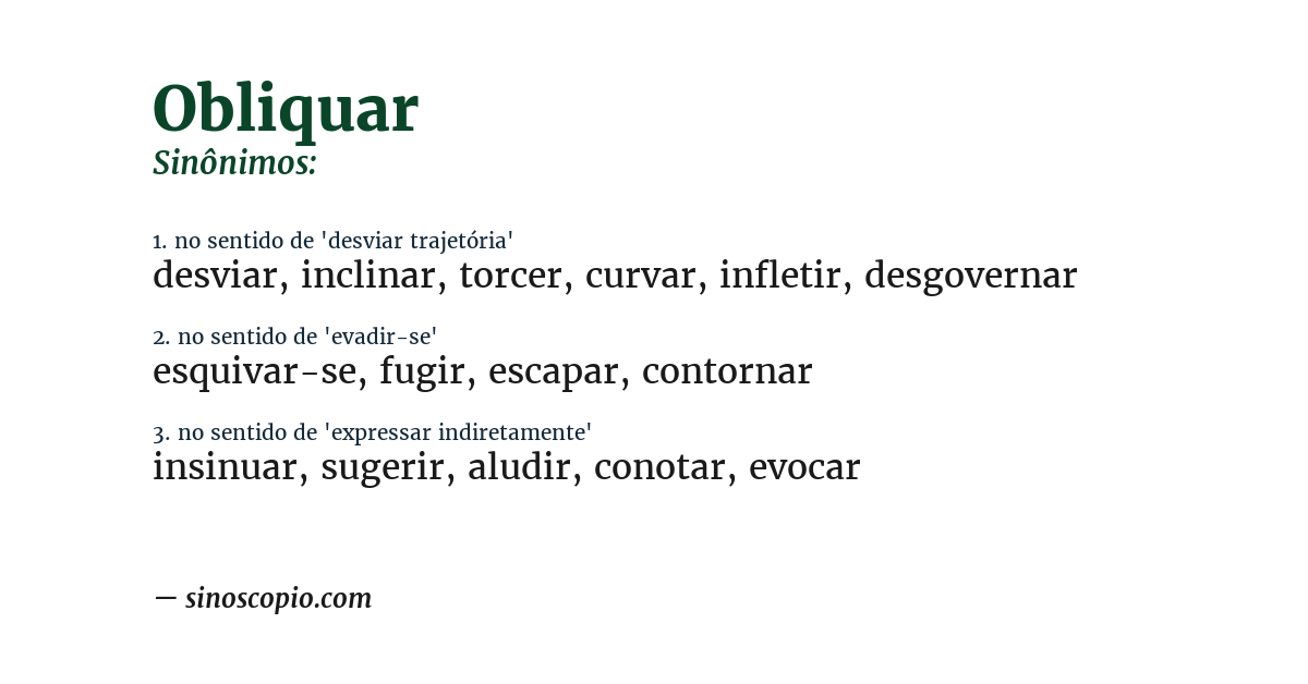 Sinônimo de obliquar