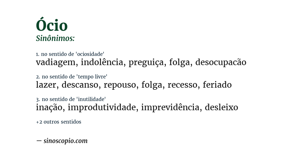 Sinônimo de ócio