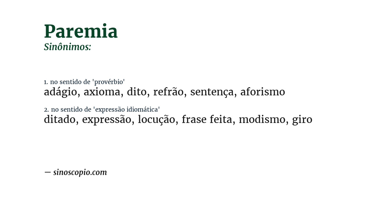 Sinônimo de paremia