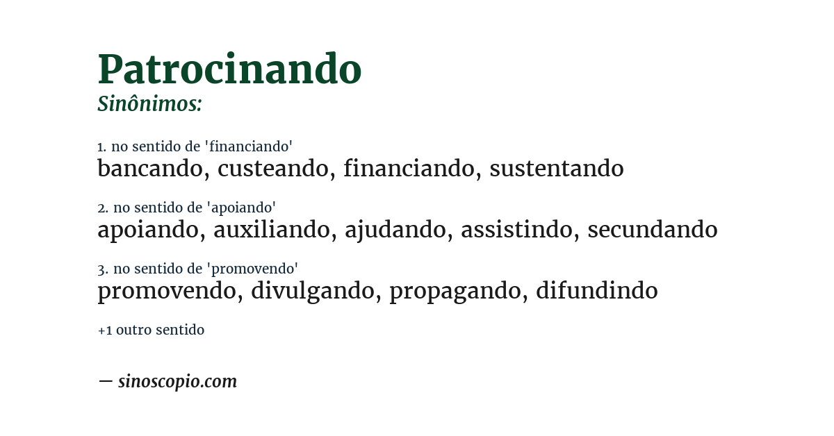 Sinônimo de patrocinando