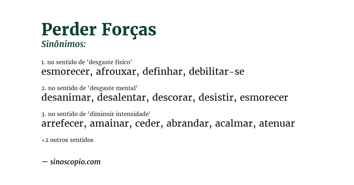 Sinônimo de perder forças