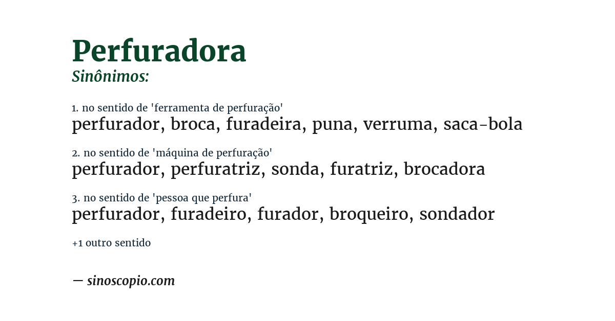 Sinônimo de perfuradora