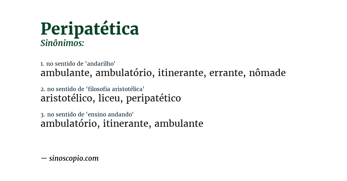 Sinônimo de peripatética