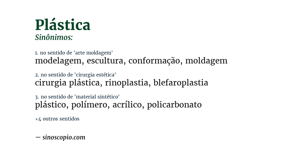 Sinônimo de plástica