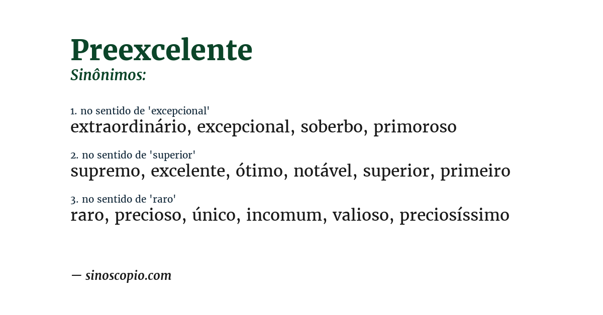 Sinônimo de preexcelente