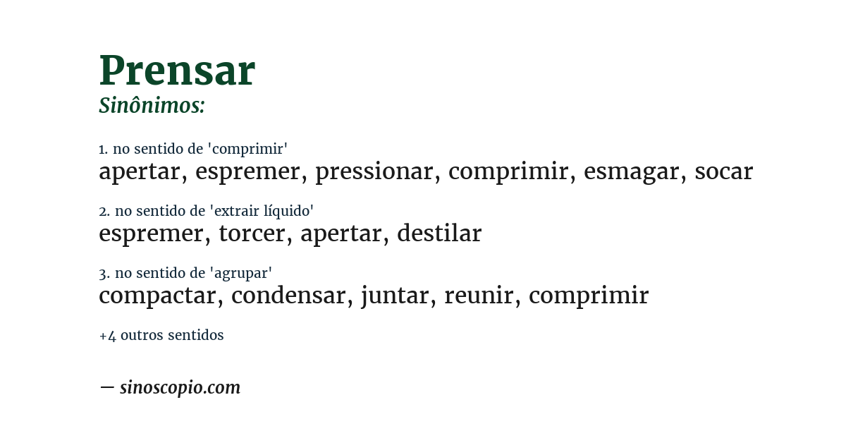 Sinônimo de prensar