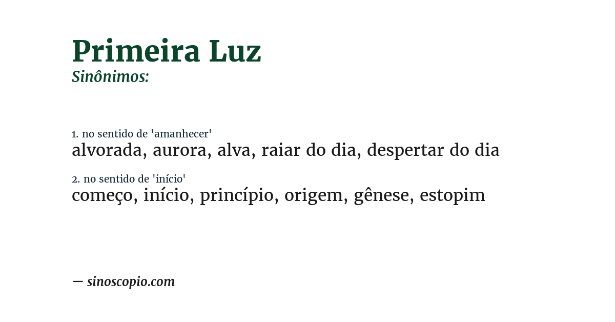 Sinônimo de primeira luz
