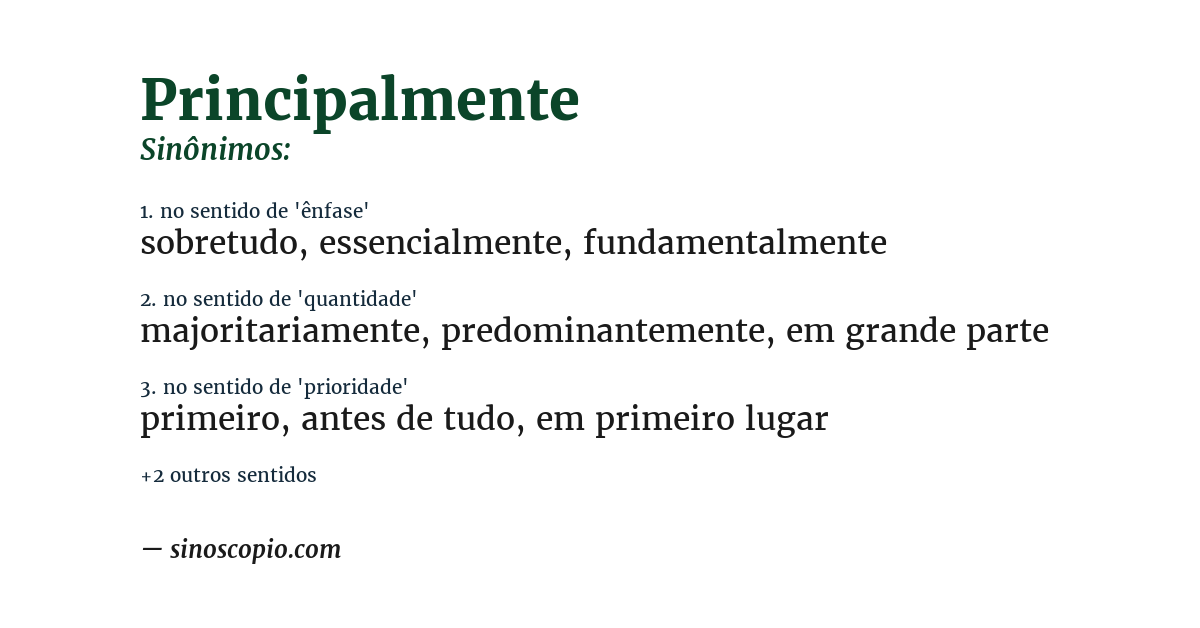 Sinônimo de principalmente