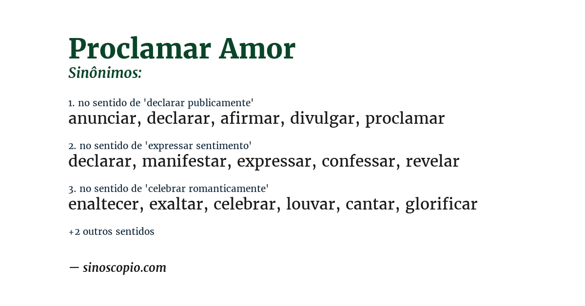 Sinônimo de proclamar amor