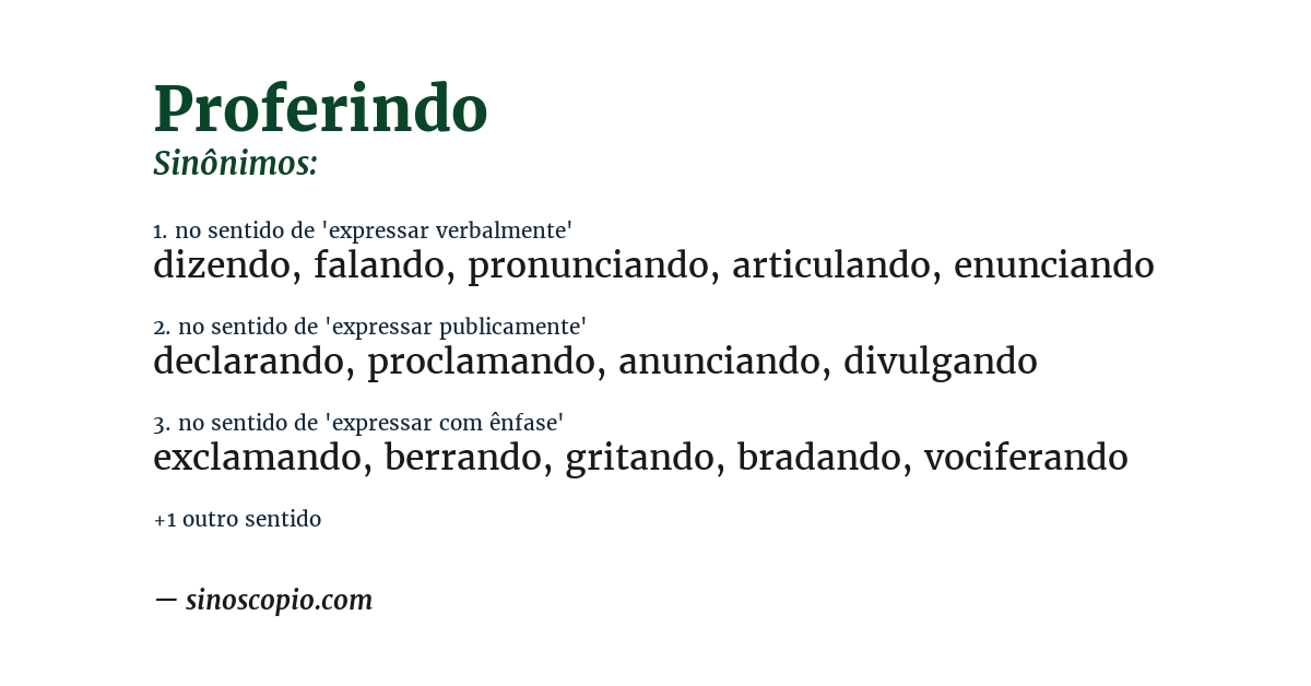 Sinônimo de proferindo