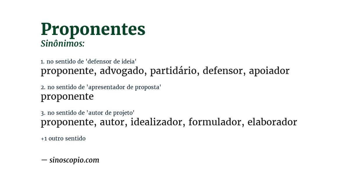 Sinônimo de proponentes
