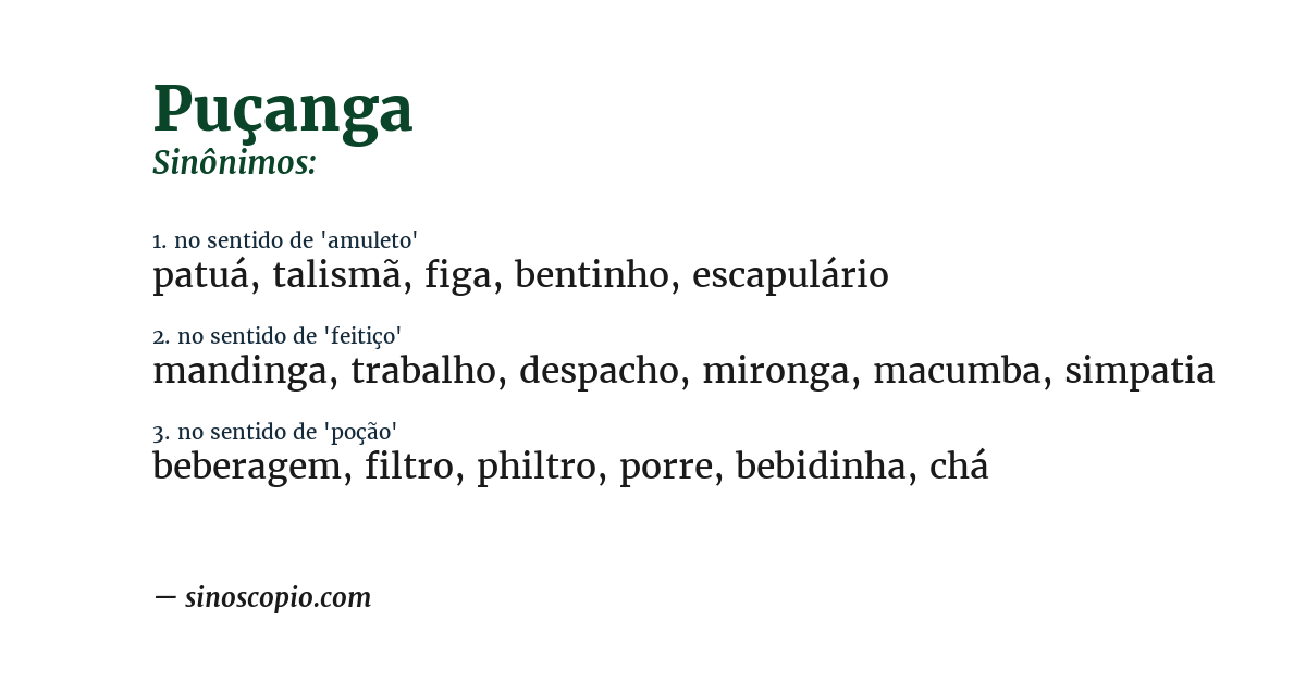 Sinônimo de puçanga