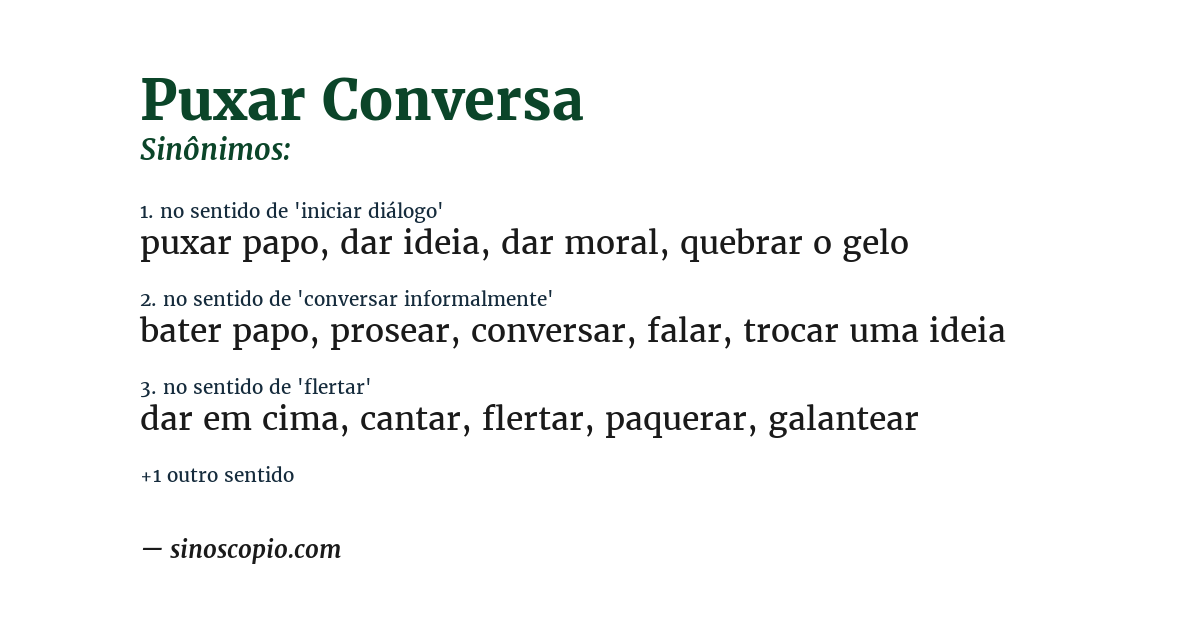 Sinônimo de puxar conversa