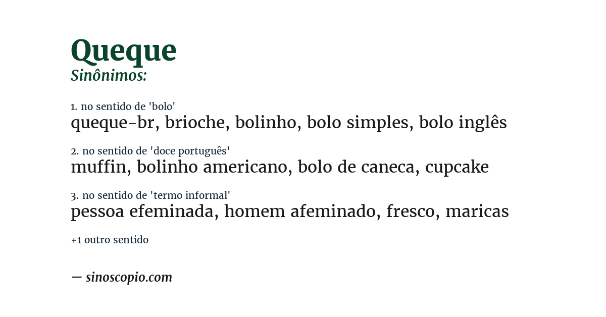 Sinônimo de queque