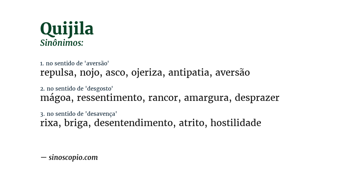 Sinônimo de quijila