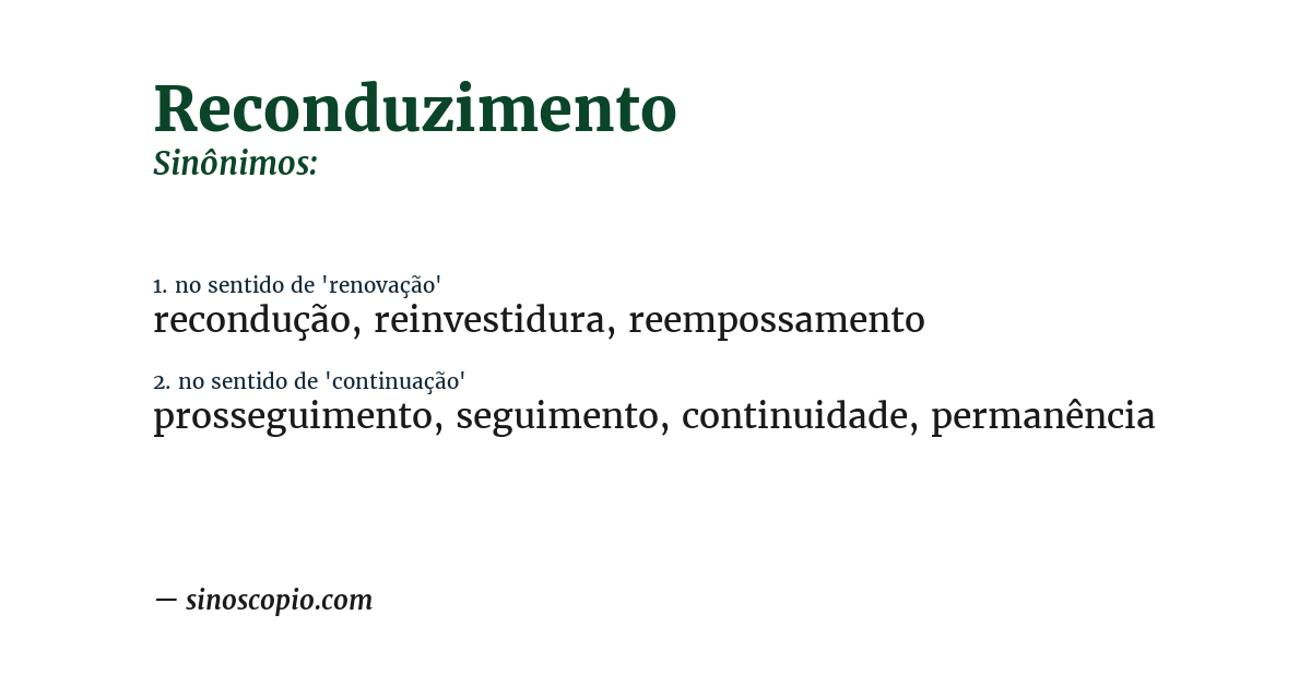 Sinônimo de reconduzimento