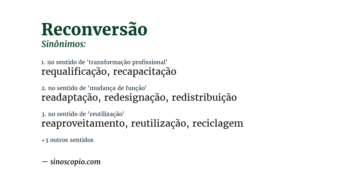 Sinônimo de reconversão