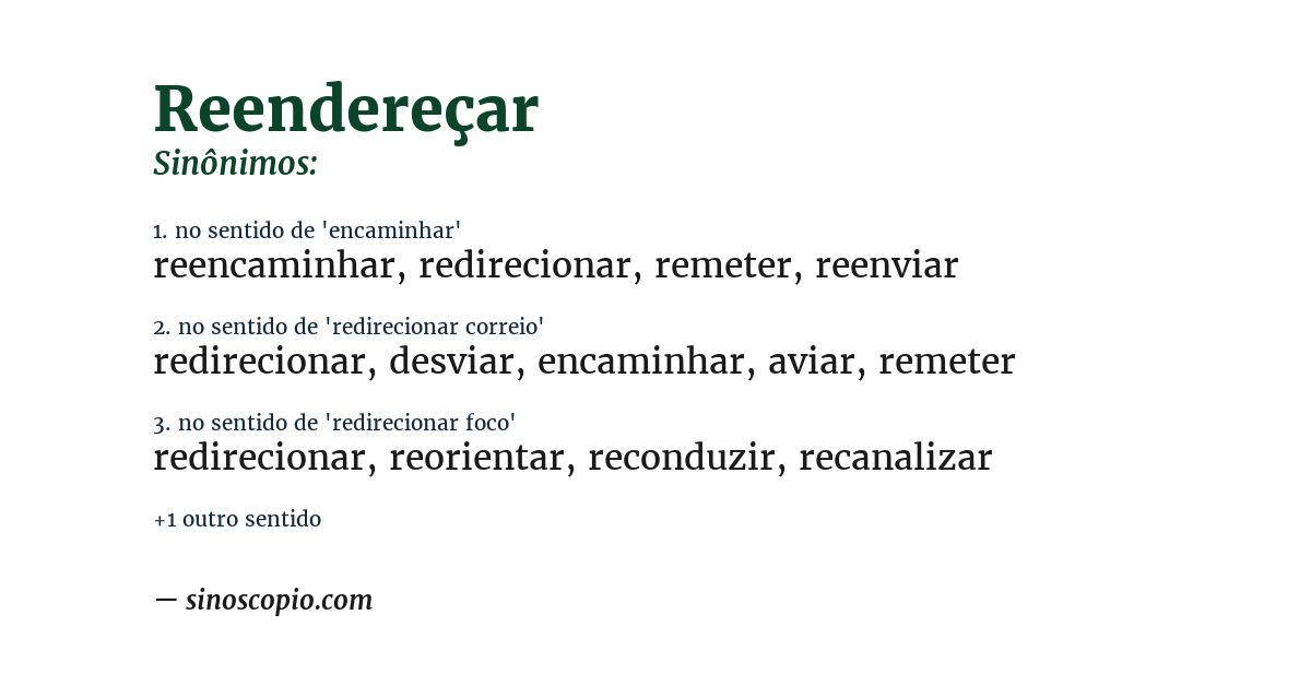 Sinônimo de reendereçar