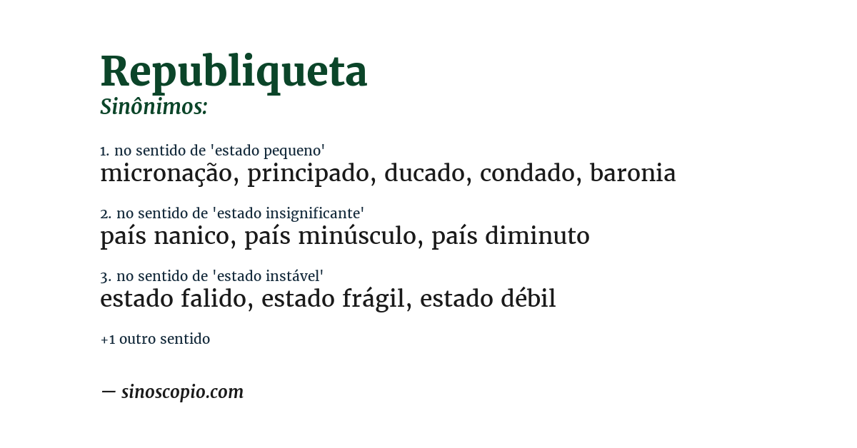Sinônimo de republiqueta