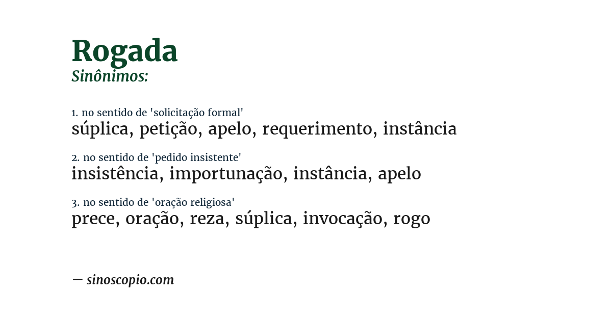 Sinônimo de rogada