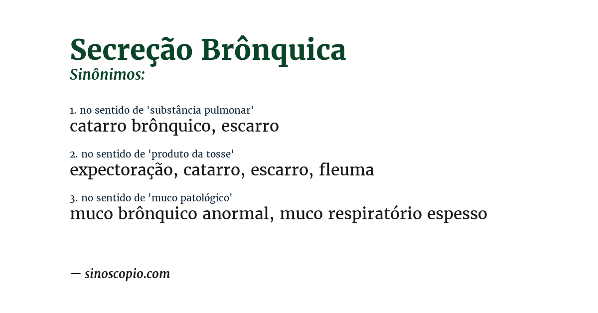 Sinônimo de secreção brônquica