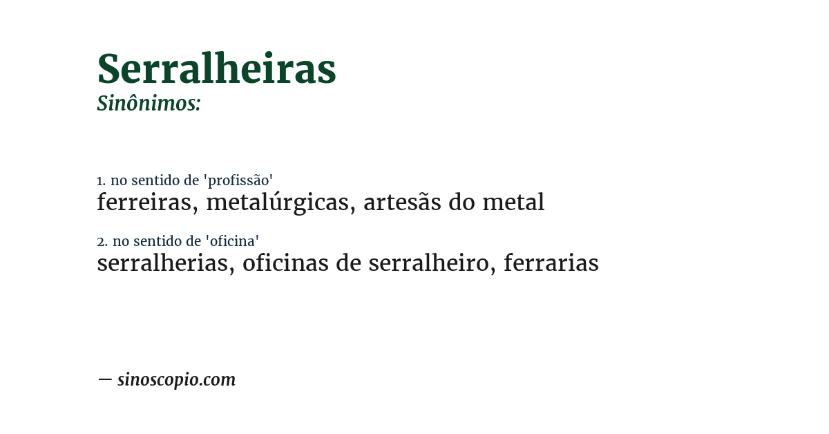 Sinônimo de serralheiras