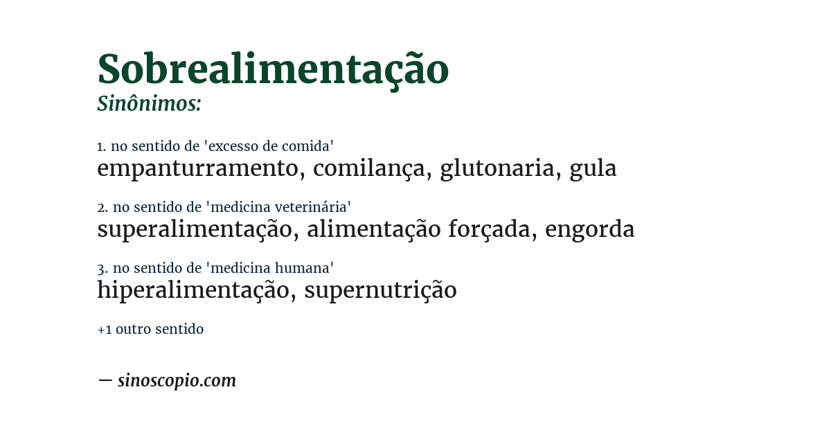 Sinônimo de sobrealimentação