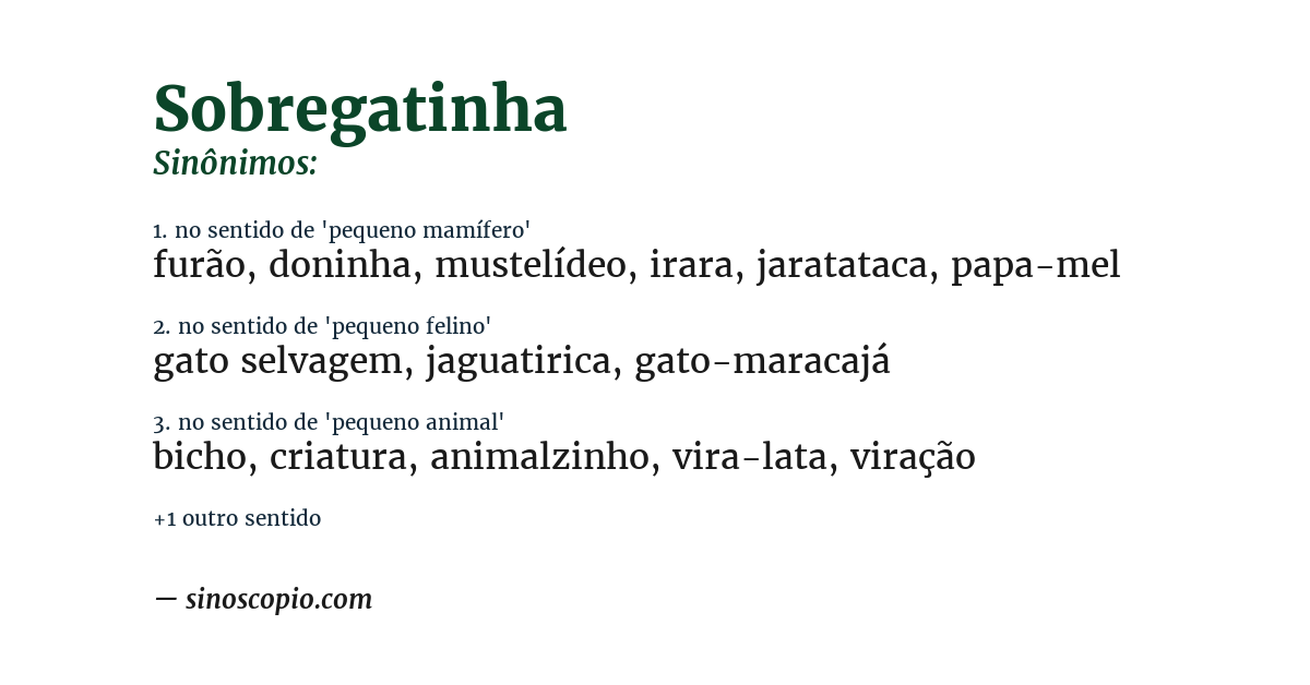 Sinônimo de sobregatinha