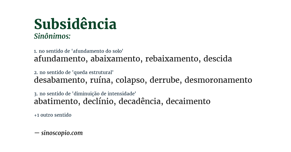 Sinônimo de subsidência