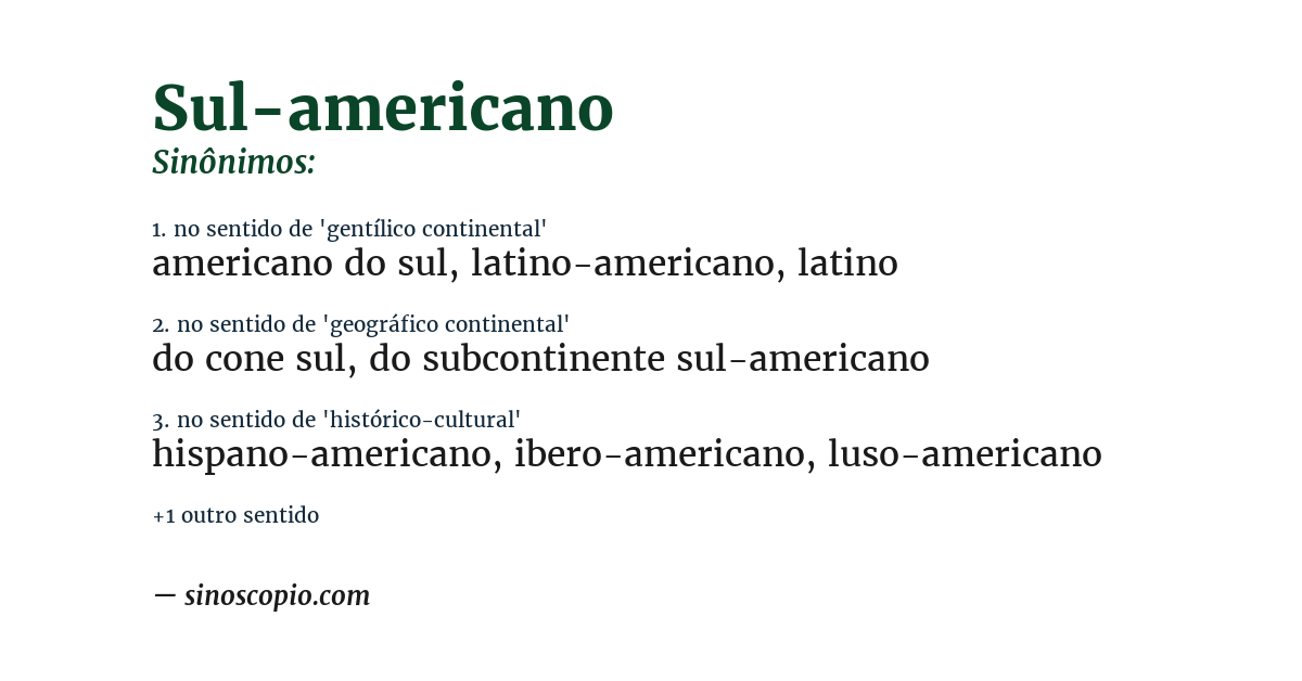 Sinônimo de sul-americano