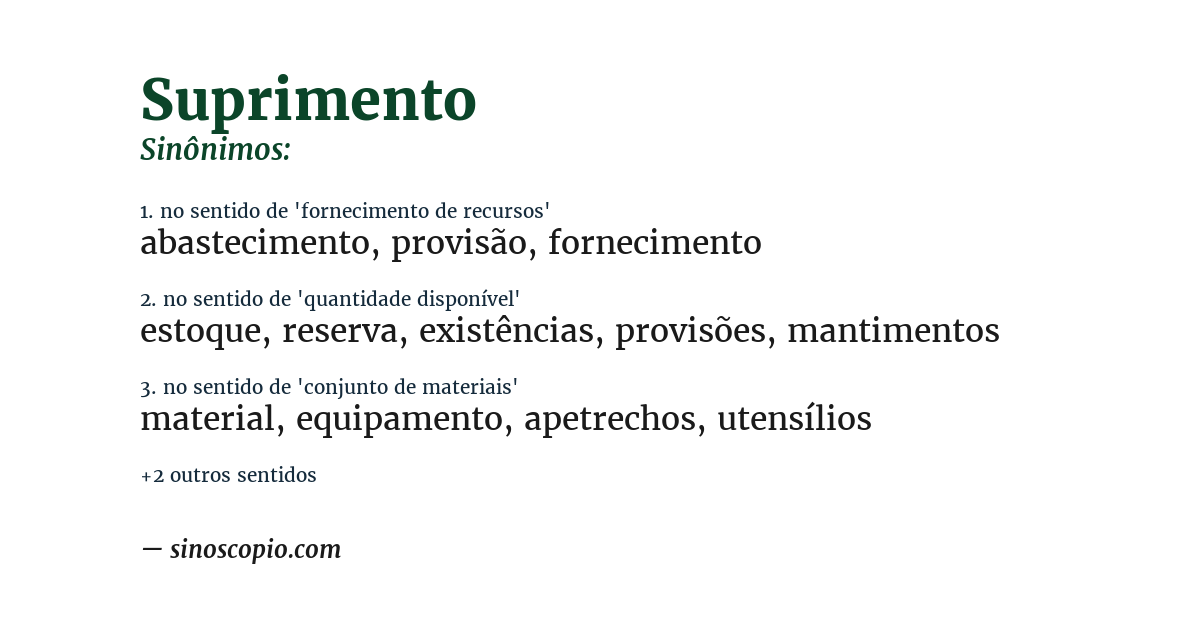 Sinônimo de suprimento